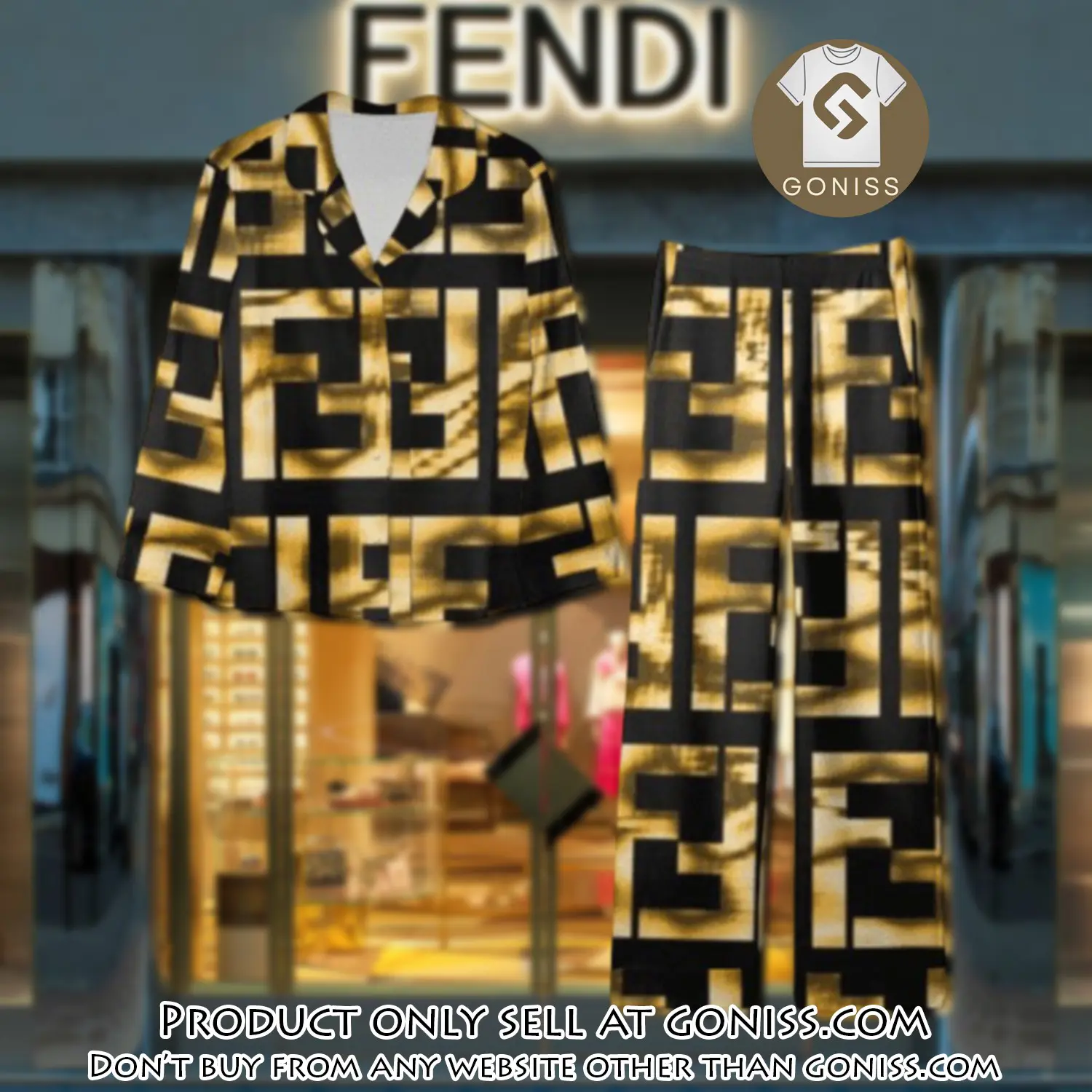 Trending luxury fendi satin pajama set pjs1048 gn1222643